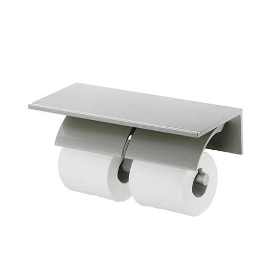 Double Toilet Tissue Holder W/R Corner Shelf (Aluminum W/Anodizing)
