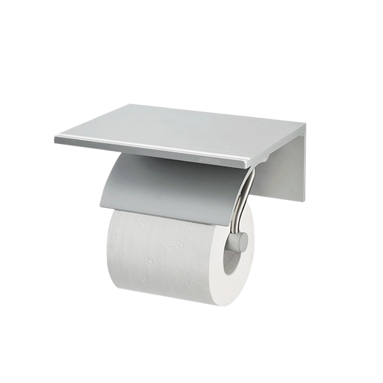 Porta-papel higiênico único com prateleira (direção livre) (alumínio com anodização)
