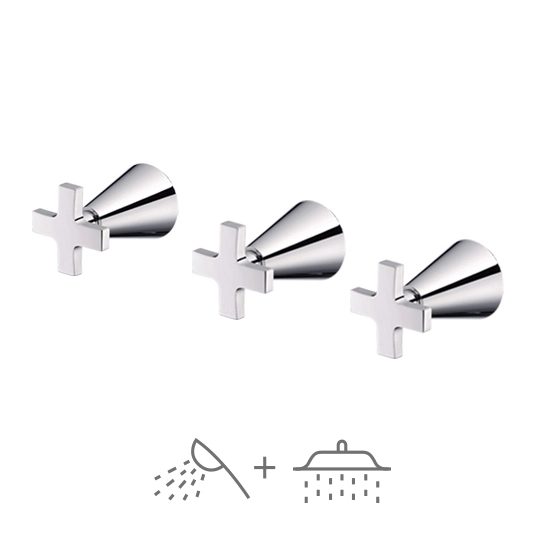 Válvula de três alças (chuveiro / ducha manual / OFF)