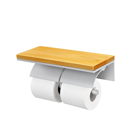 Double Toilet Tissue Holder W/R Corner Shelf (Aluminum W/Anodizing)